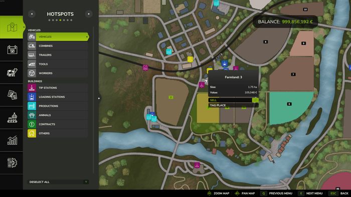 Ackerland auf Karte im Hauptmenü